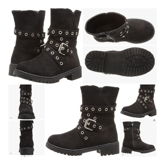 STUART WEITZMAN Toddler Luge Eyelet Black Moto Boots - Picture 1 of 16